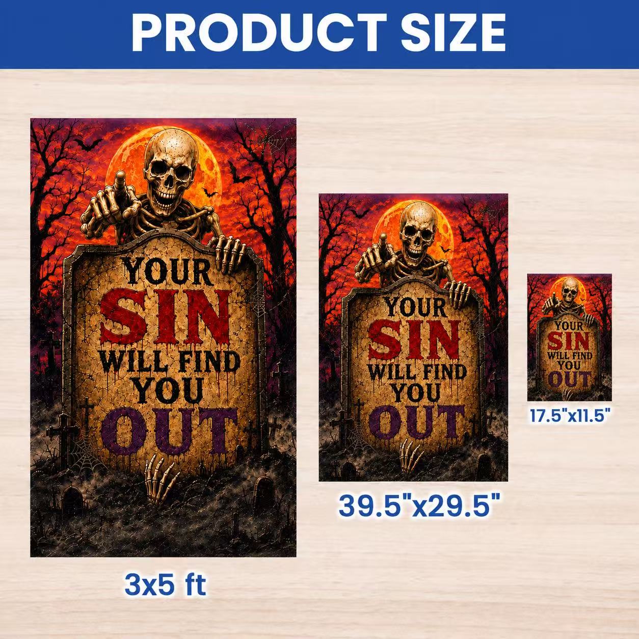 Your Sin Will Find You Out Spooky Skeleton Halloween Garden Flag