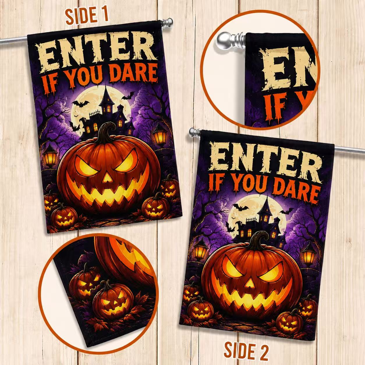 Enter If You Dare Haunted Pumpkin Halloween Garden Flag