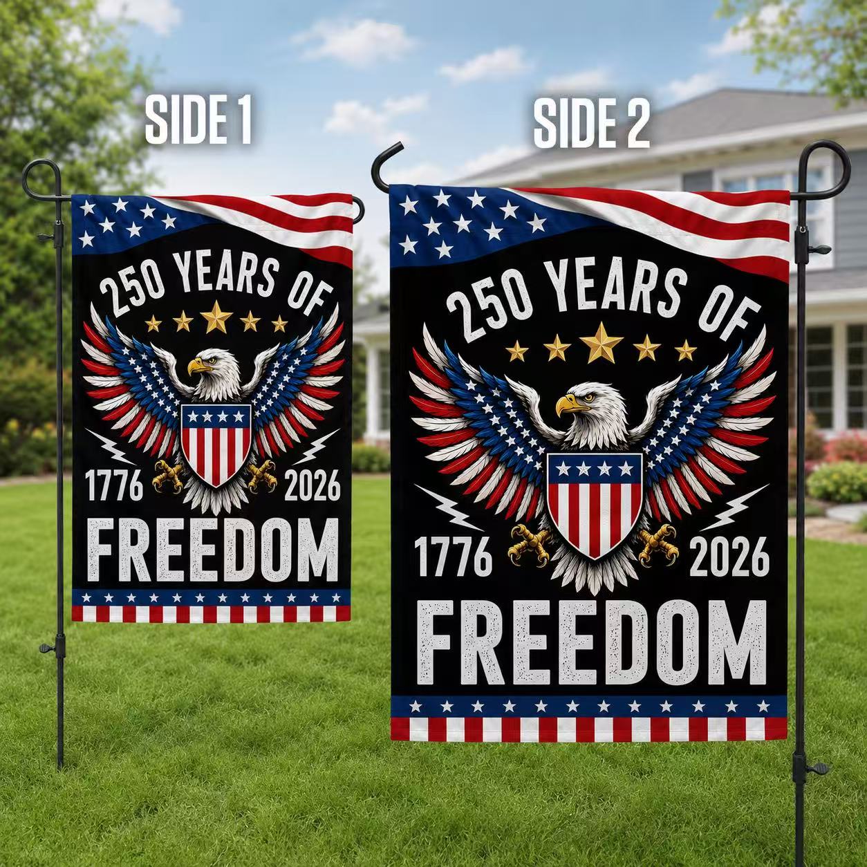 Semiquincentennial 250 Years of Freedom Eagle Shield Flag