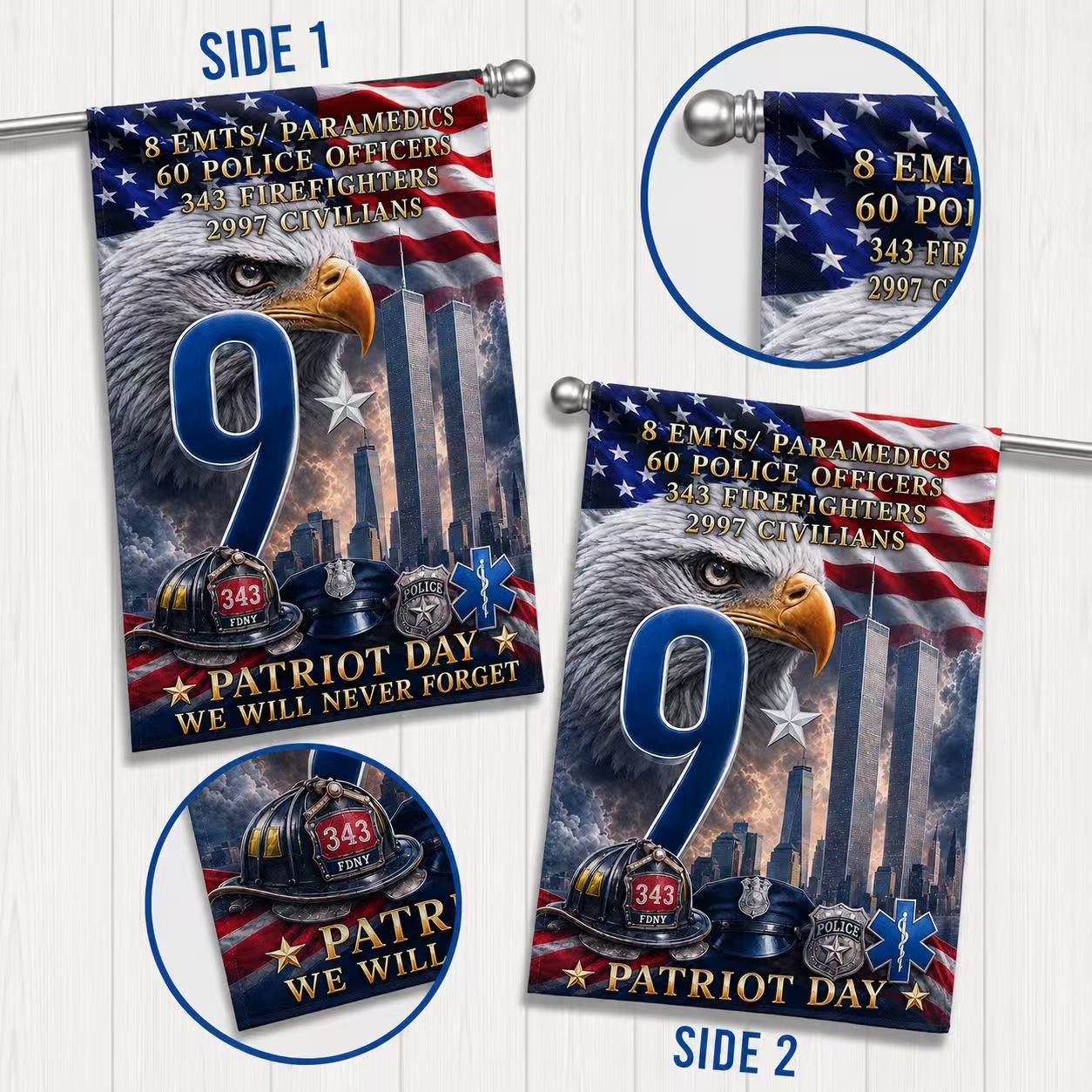 911 Memorial Flag, Patriot Day We Will Never Forget Remembrance Decor