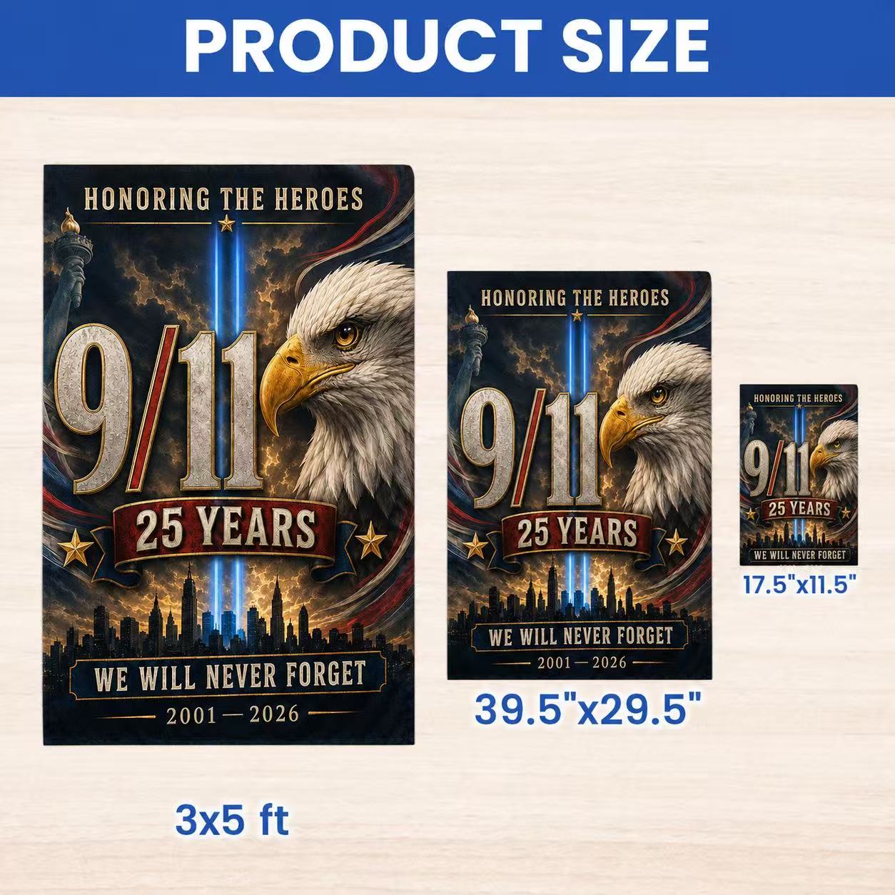 Honoring the Heroes – 9/11 25th Anniversary Eagle Memorial Flag