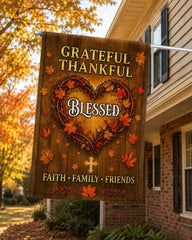Grateful Thankful Blessed Garden Flag