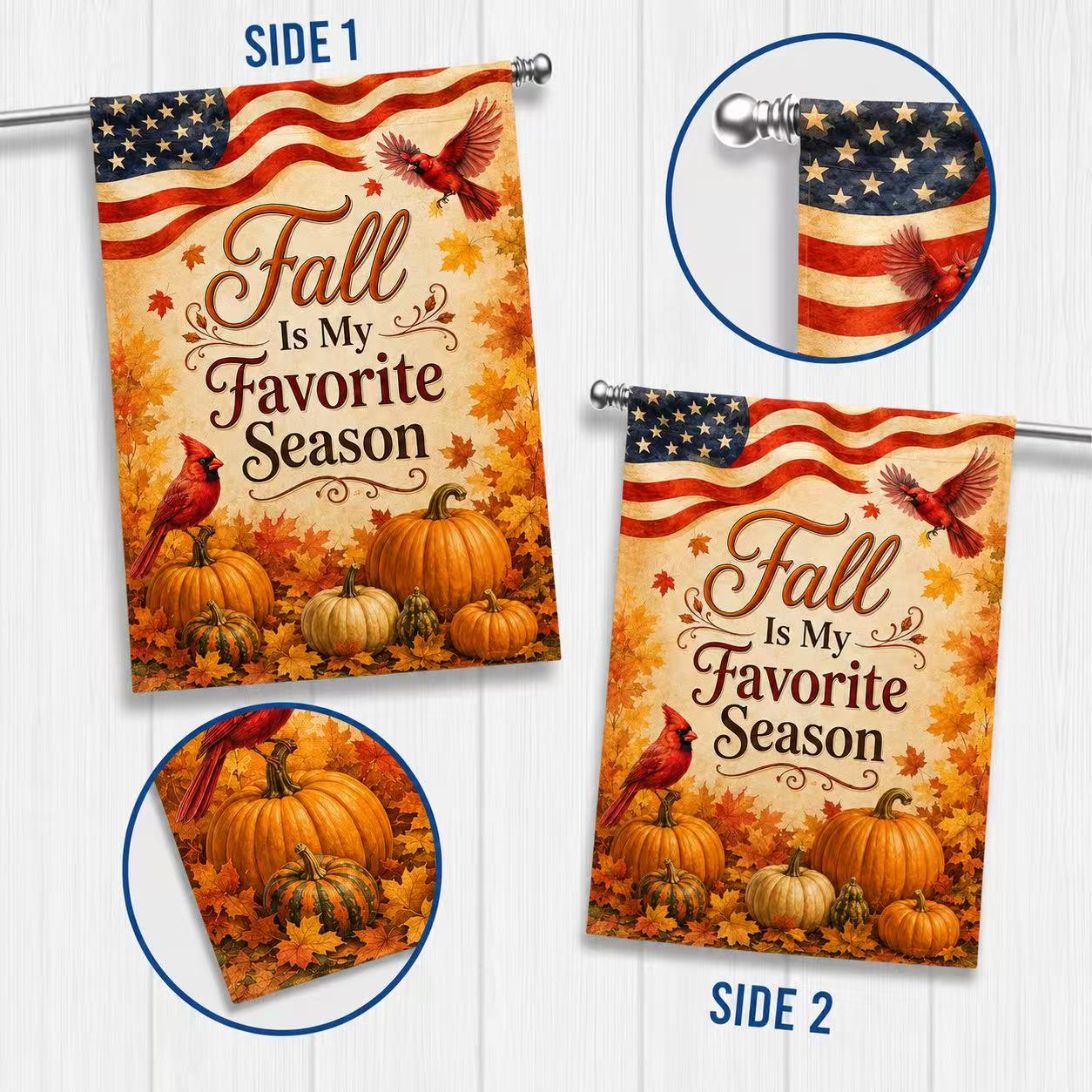 Fall Flag, Fall Is My Favorite Season Cardinals American US Flag