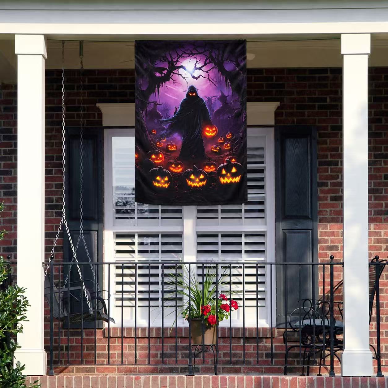 Halloween Grim Reaper & Pumpkin Garden Flag