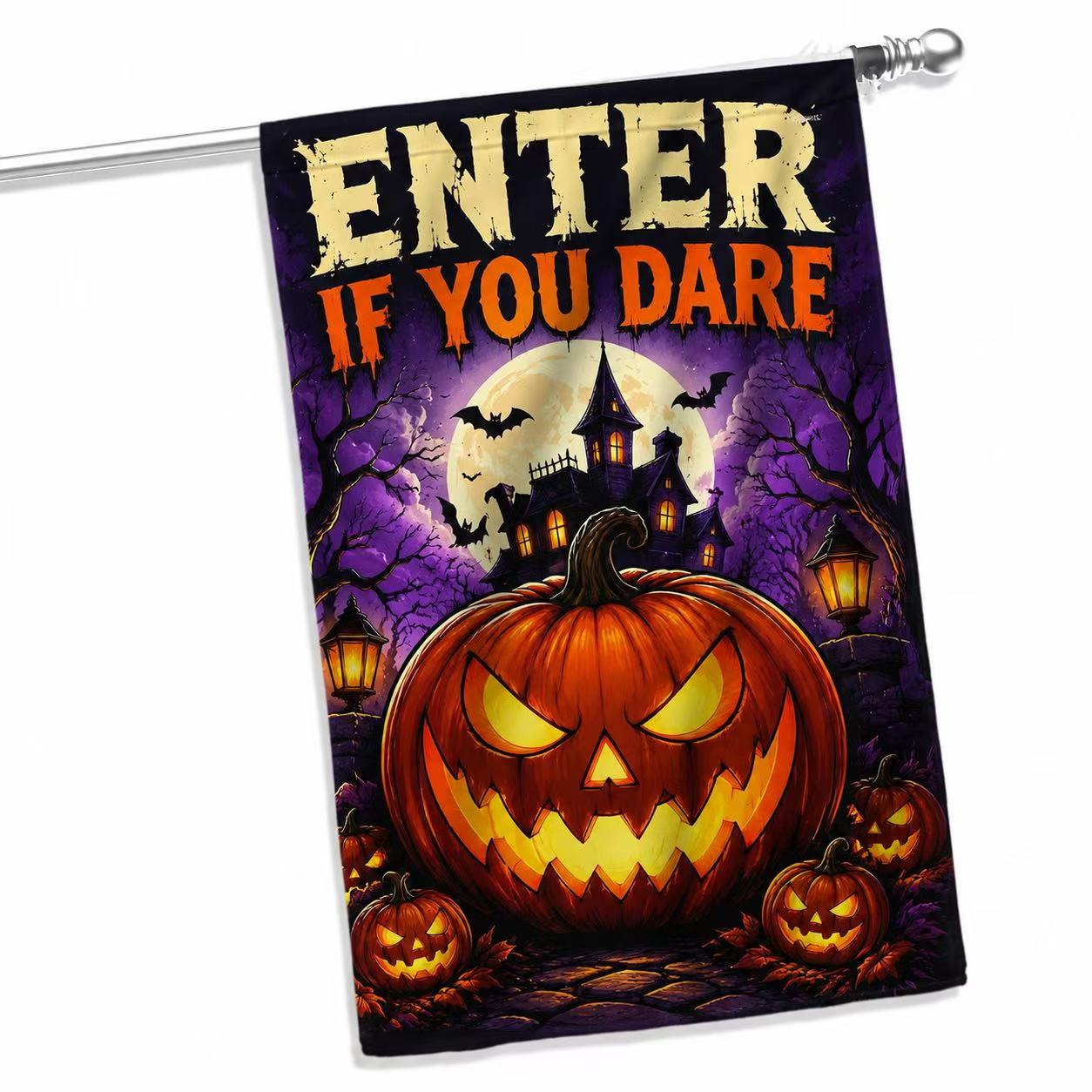 Enter If You Dare Haunted Pumpkin Halloween Garden Flag