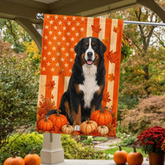 Bernese Mountain Dog Welcome Fall Pumpkins American Flag for Fall Decoration