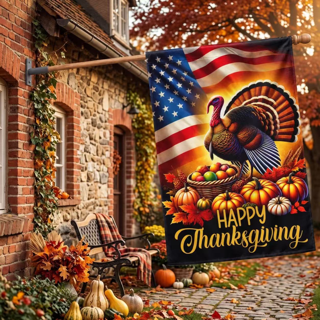 Thanksgiving Turkey American Flag