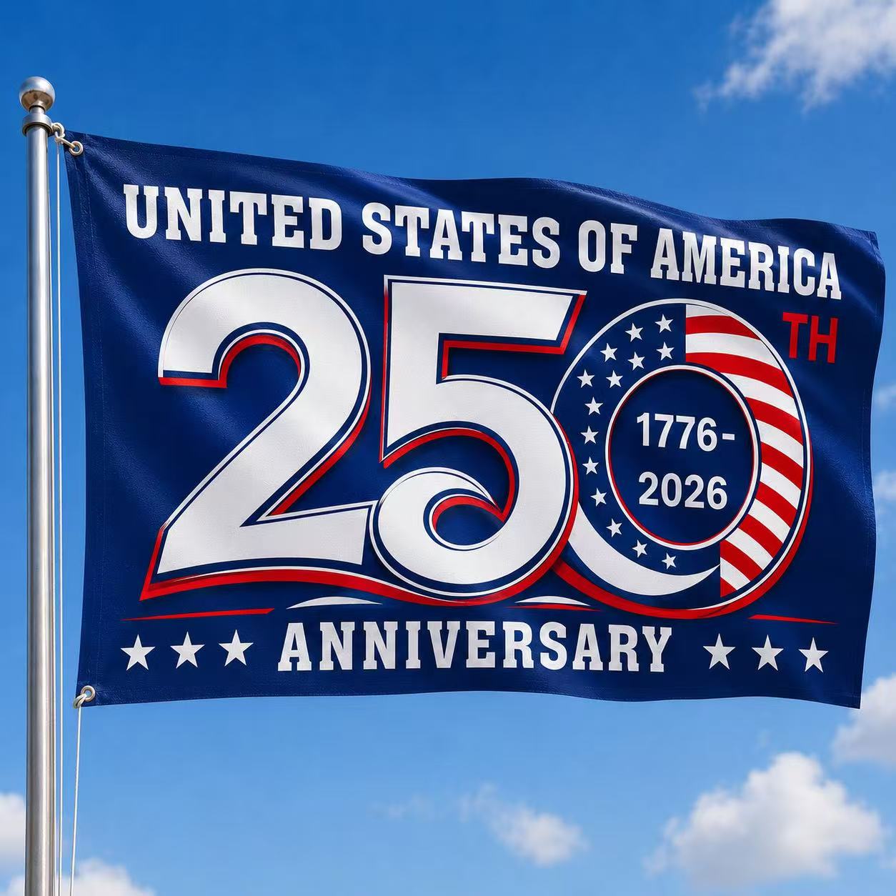 1776 2026 America 250th Anniversary Grommet Flag