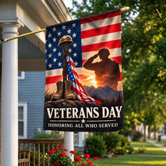 Veterans Day Honoring All Who Served Patriotic House Flag