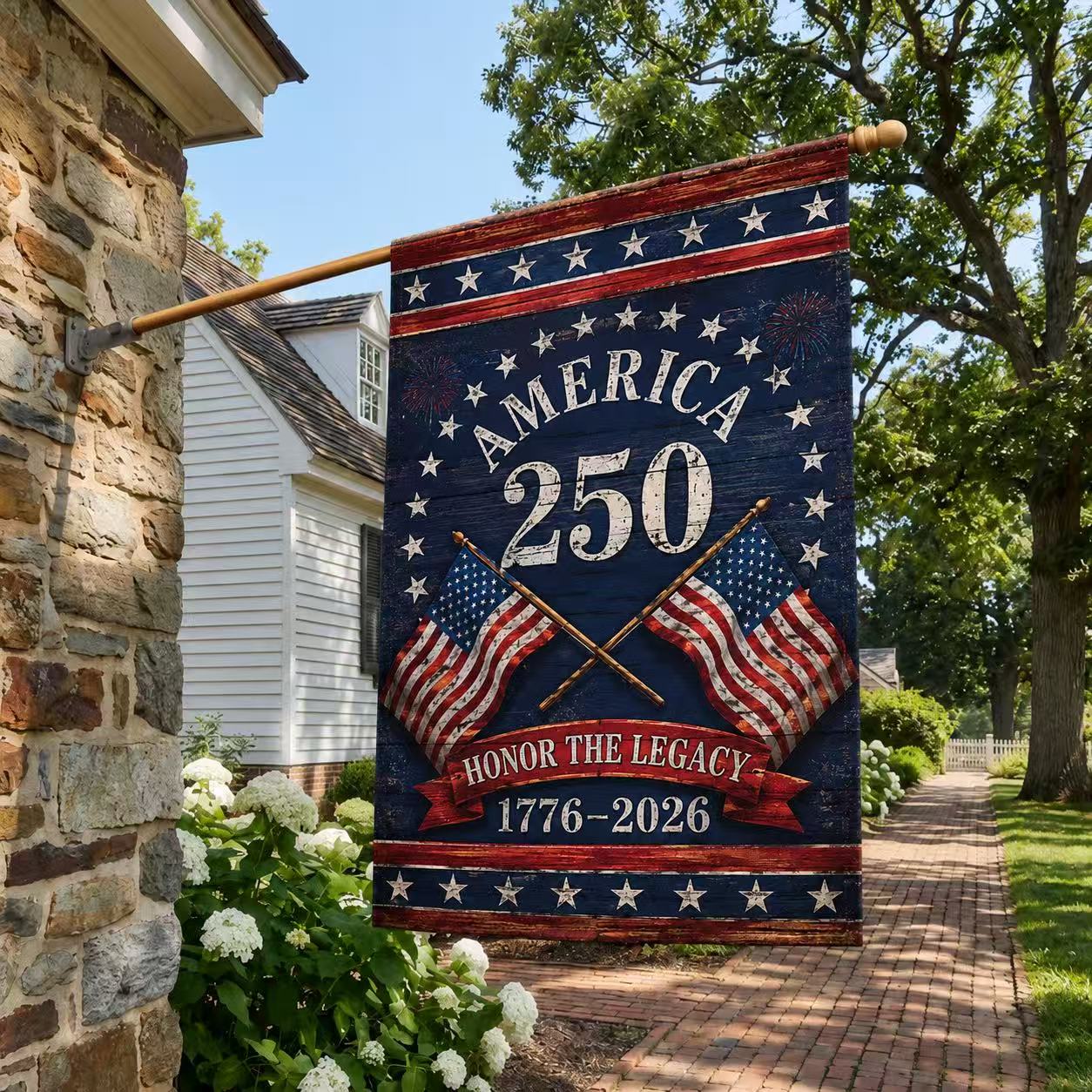 1776–2026 America 250th Anniversary Honor the Legacy Patriotic Flag