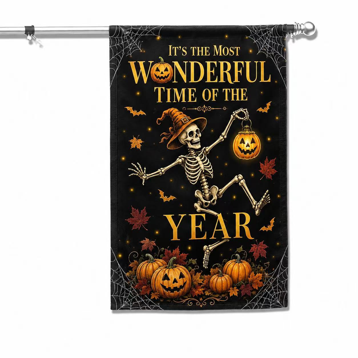 It’s the Most Wonderful Time of the Year Skeleton Halloween Garden Flag