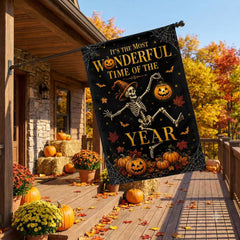 It’s the Most Wonderful Time of the Year Skeleton Halloween Garden Flag