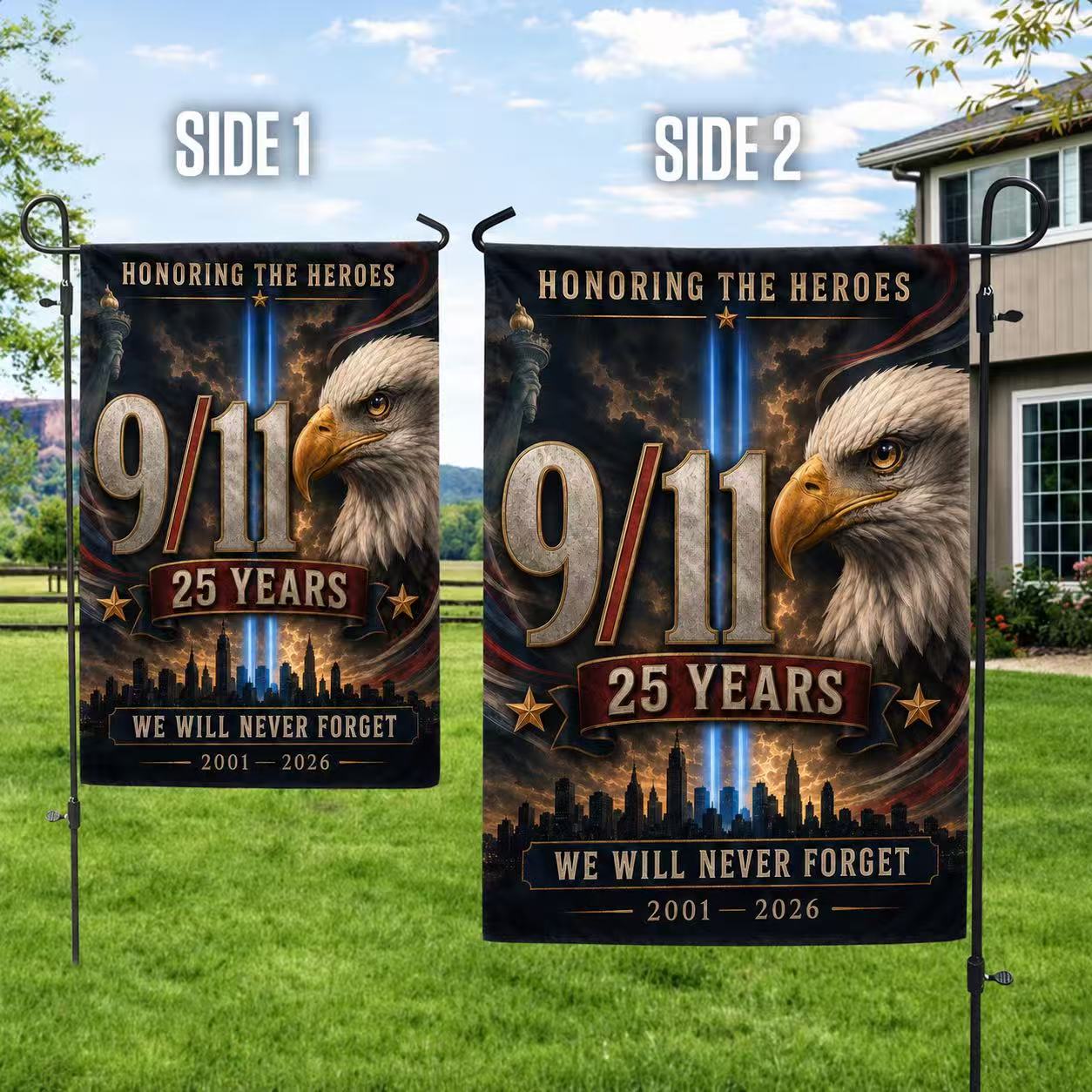Honoring the Heroes – 9/11 25th Anniversary Eagle Memorial Flag