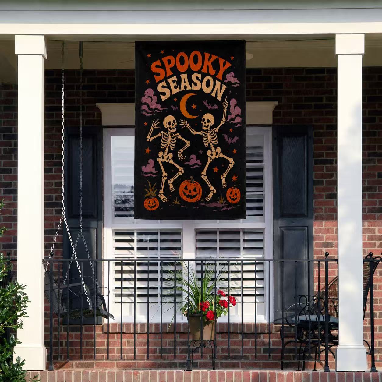 Spooky Season Dancing Skeletons Halloween Garden Flag