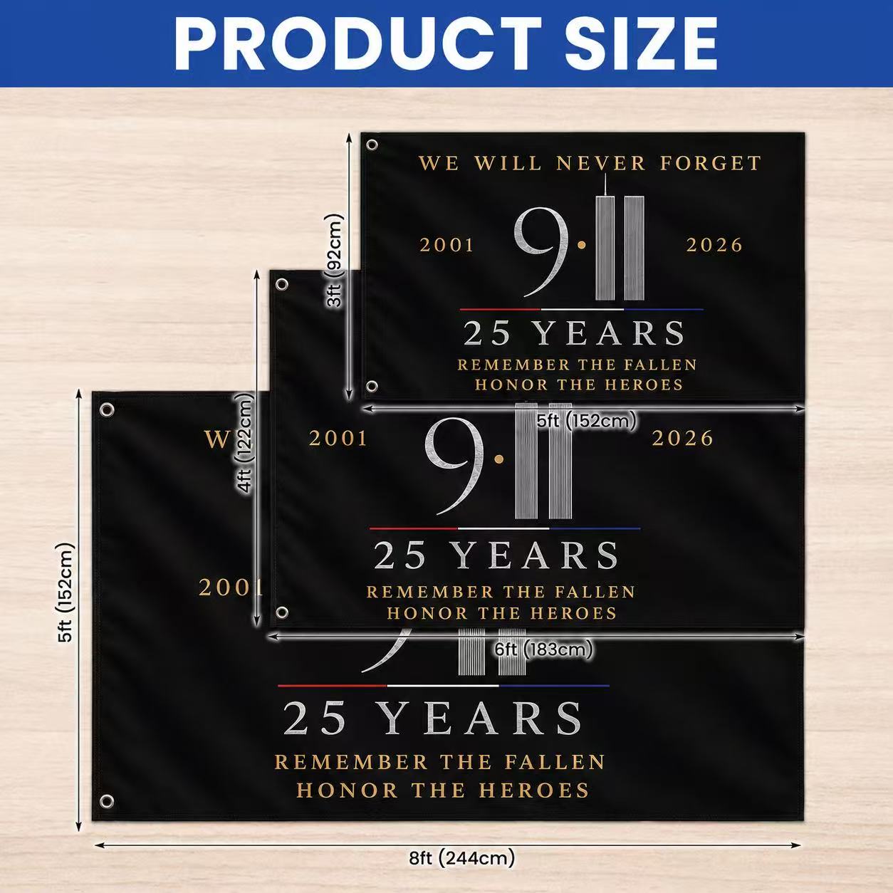 Remember the Fallen, Honor the Heroes – 9/11 25th Anniversary Memorial Flag