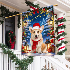 Corgi Dog Christmas Flag