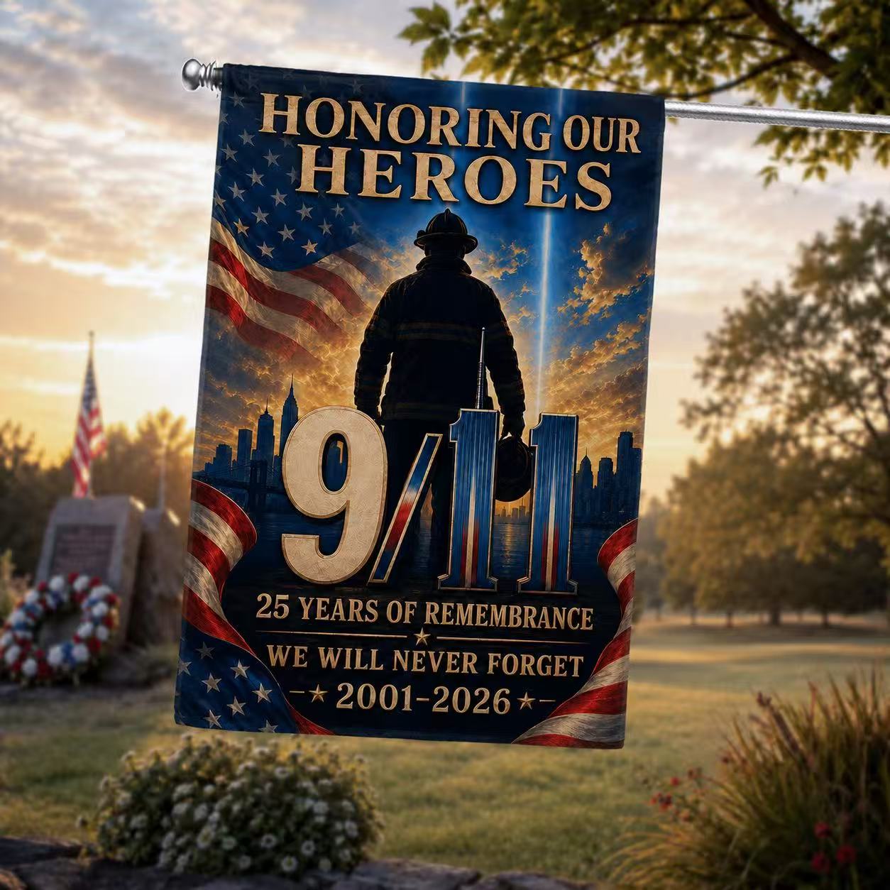 Honoring Our Heroes – 9/11 25th Anniversary Firefighter Memorial Flag