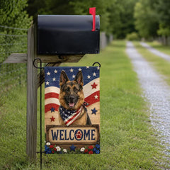 German Shepherd Patriotic Welcome Flag