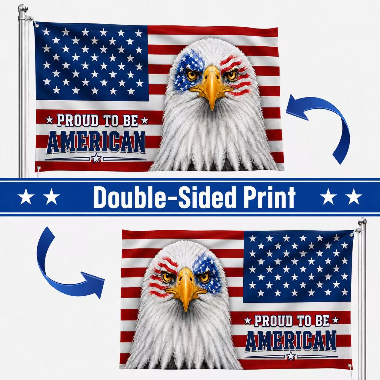Patriotic Flag, Bald Eagle Proud to Be American Grommet Flag