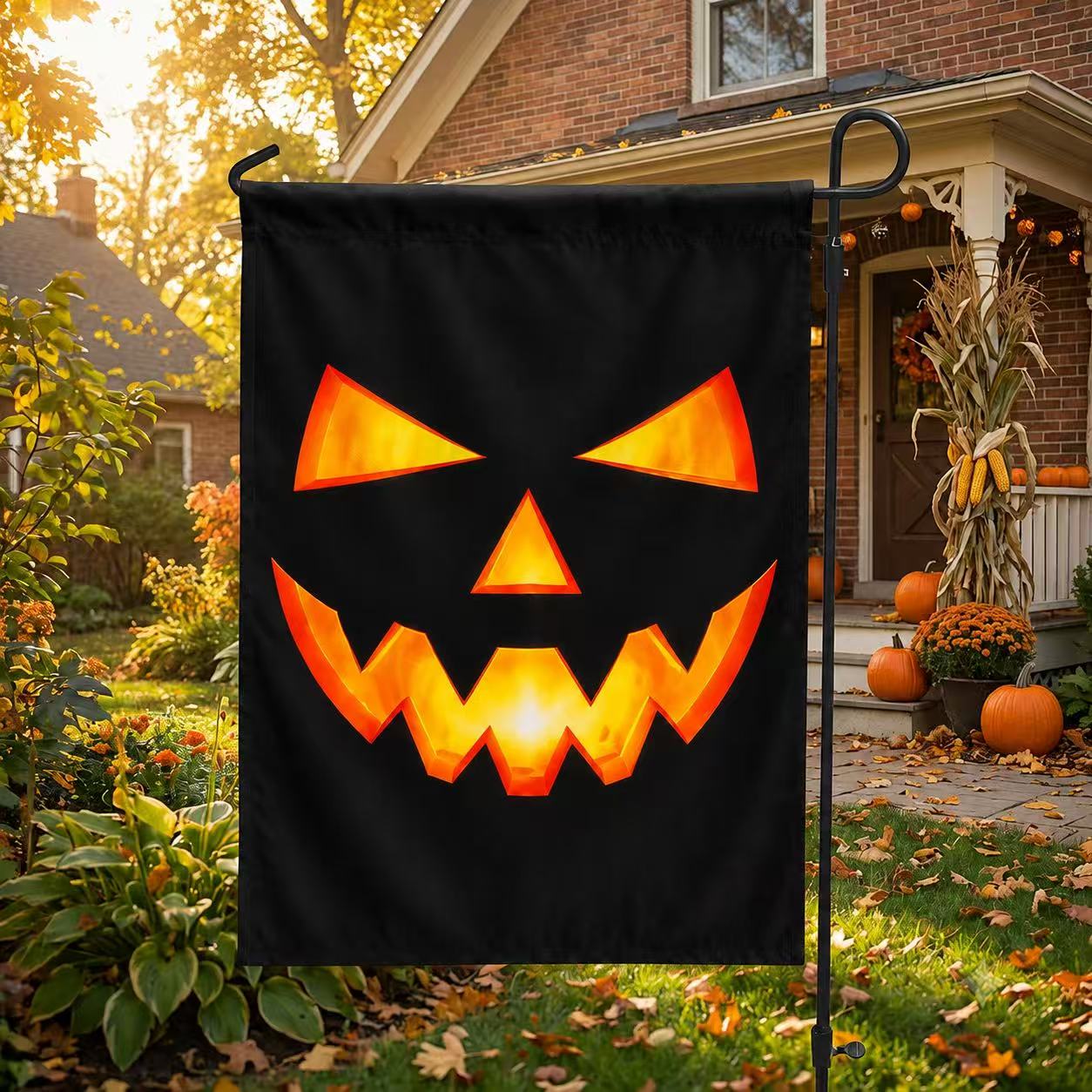 Spooky Jack O’ Lantern Face Halloween Garden Flag