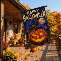 Happy Halloween Haunted House Pumpkin Garden Flag