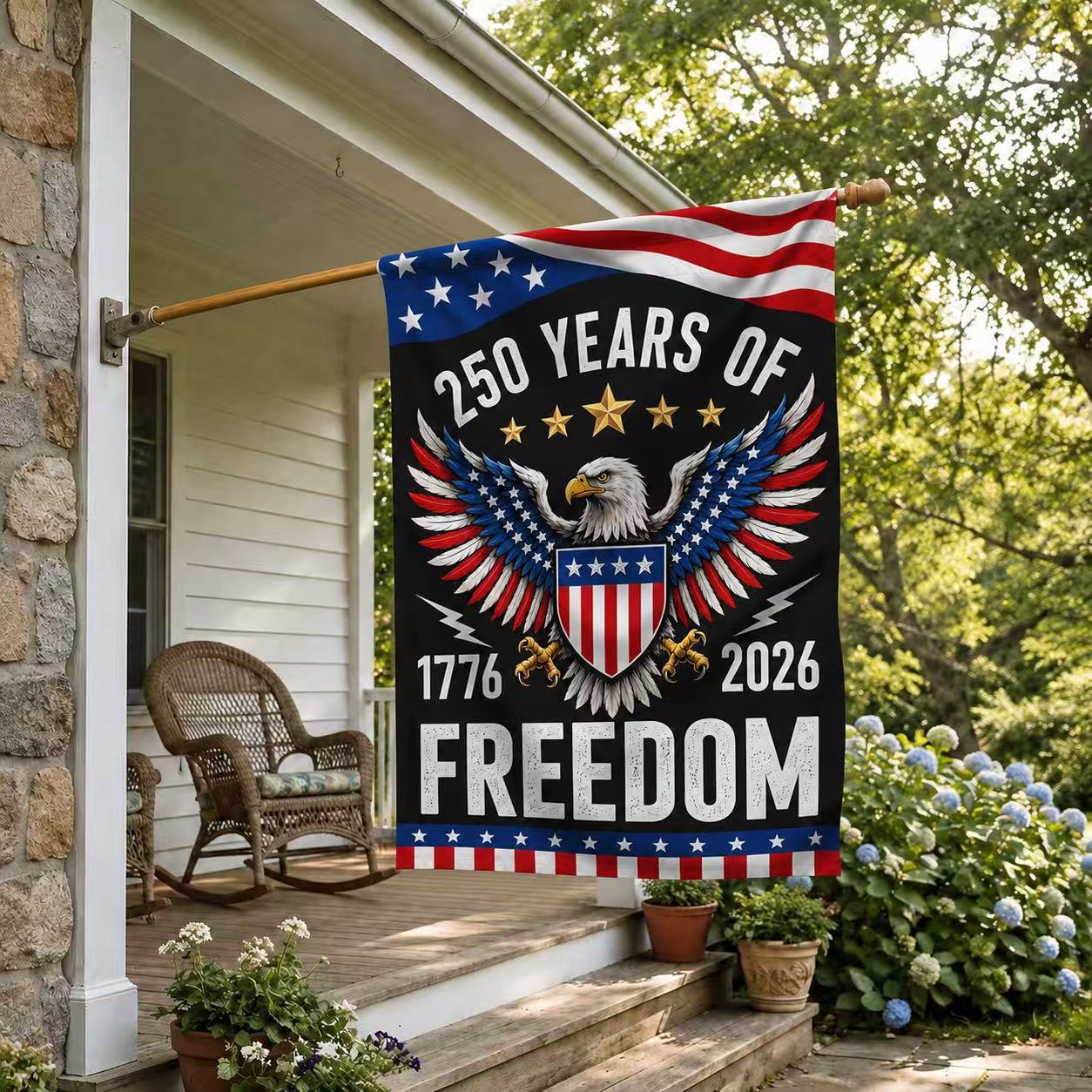 Semiquincentennial 250 Years of Freedom Eagle Shield Flag