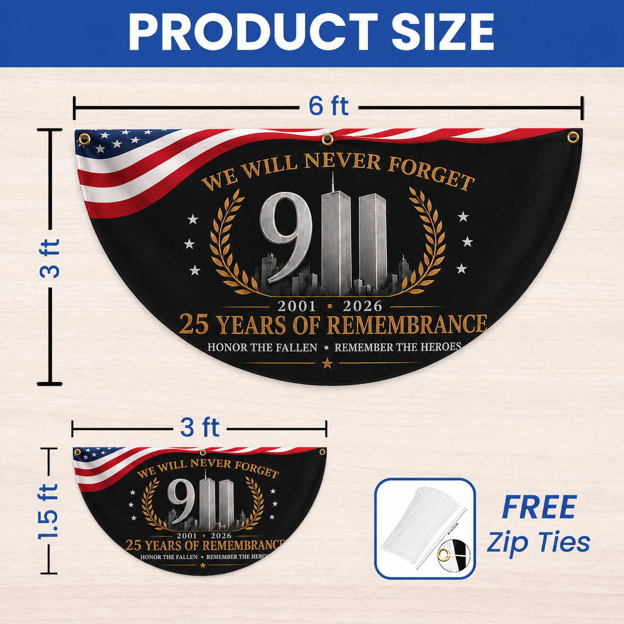 9/11 25th Anniversary Remembrance Memorial Banner