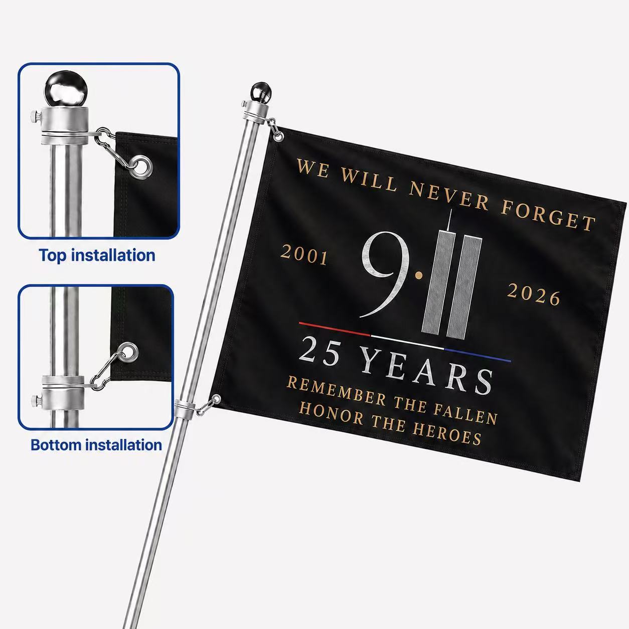 Remember the Fallen, Honor the Heroes – 9/11 25th Anniversary Memorial Flag