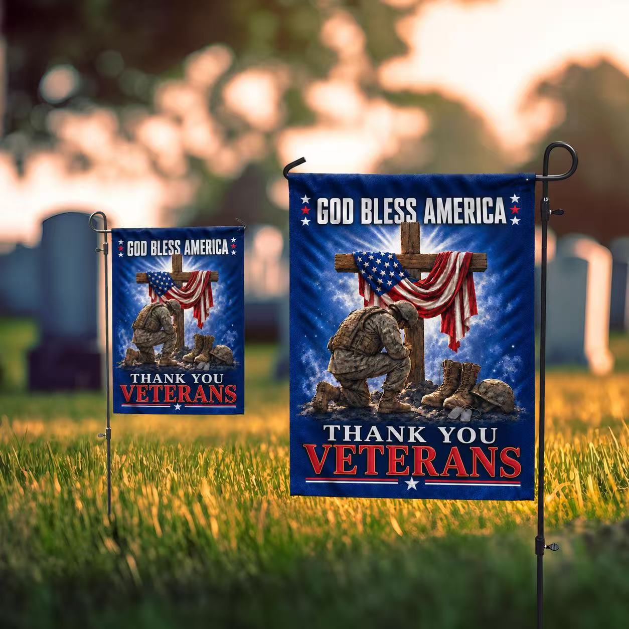 God Bless America Veterans Memorial Garden Flag