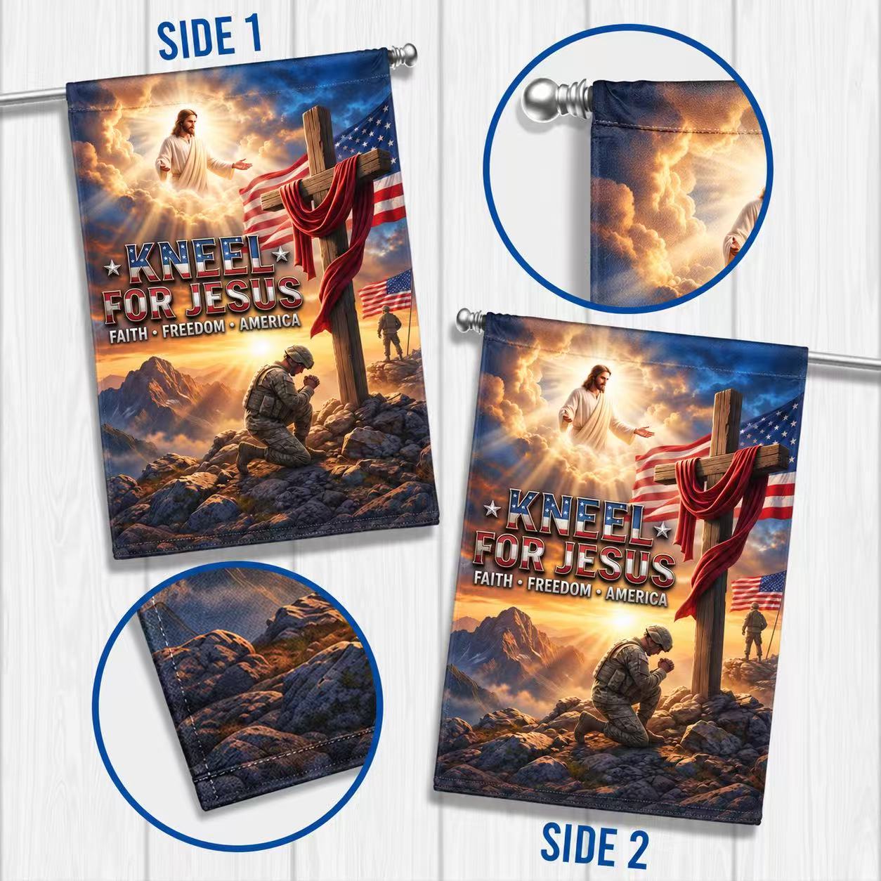 Veterans Day Kneel for Jesus Patriotic Garden Flag