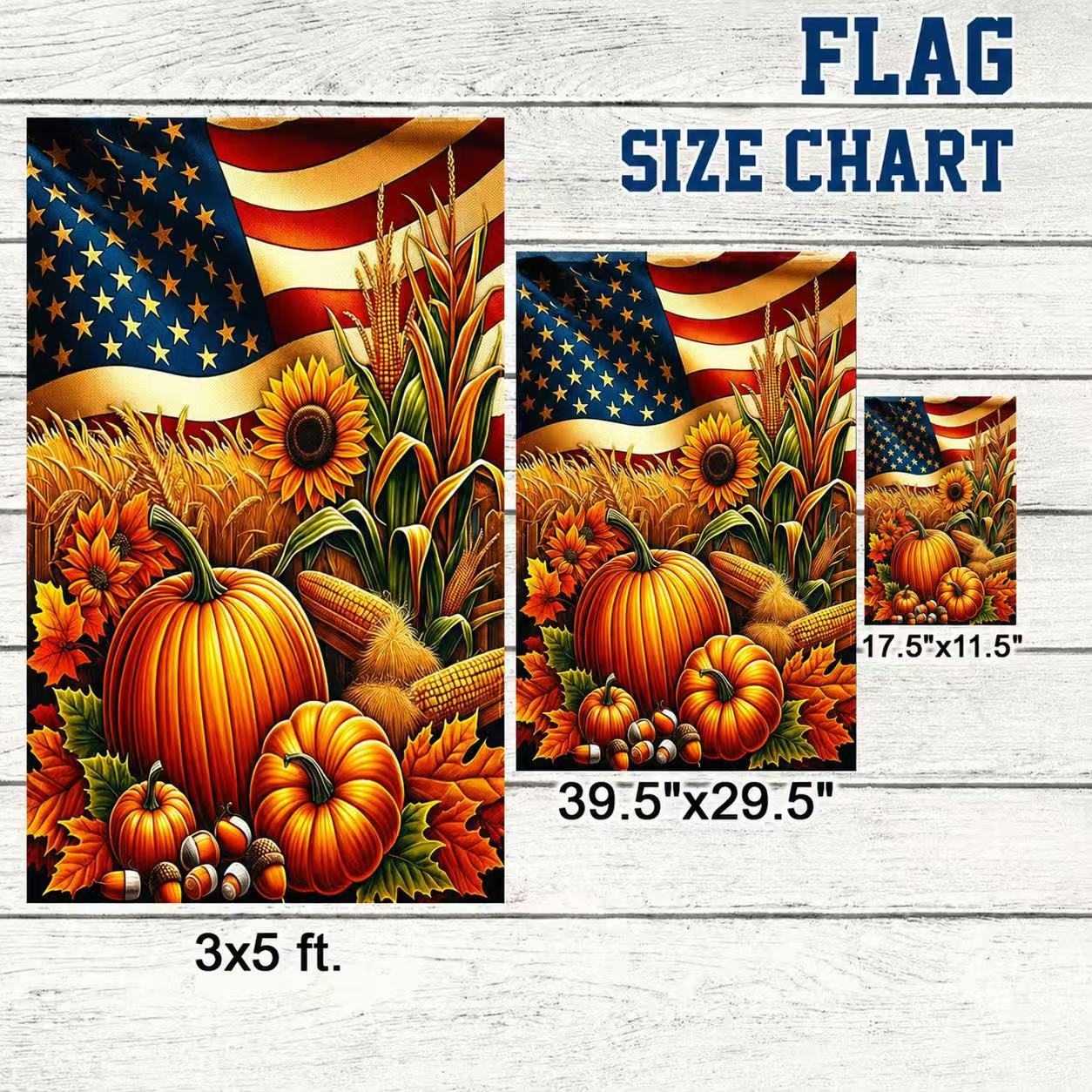 Fall Thanksgiving Pumpkins Harvest American Flag