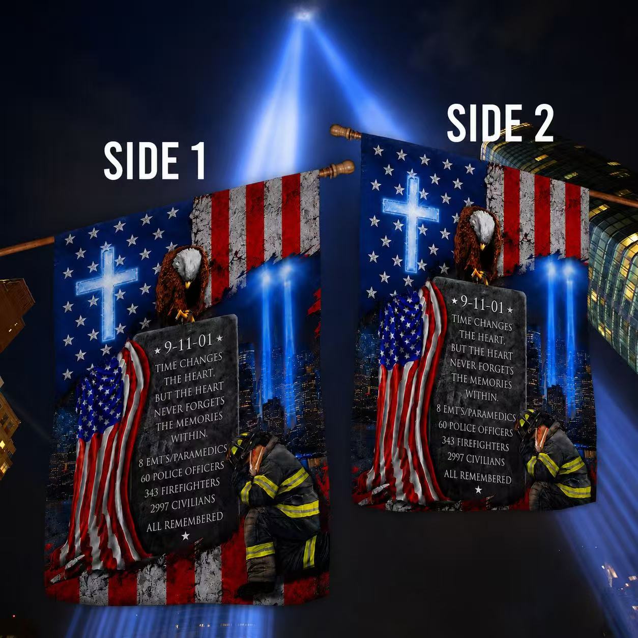 911 Patriot Day Never Forget Flag Time Changes The Heart But The Heart Never Forgets Flag