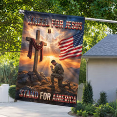 Veterans Day Flag, Kneel for Jesus Stand for America Veteran Fla