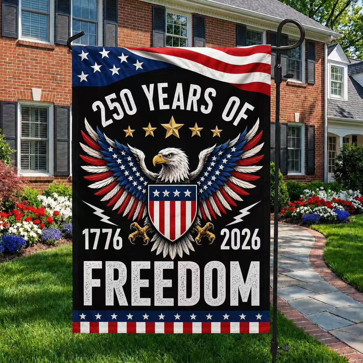 Semiquincentennial 250 Years of Freedom Eagle Shield Flag