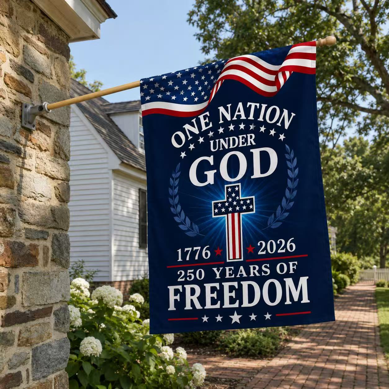 1776–2026 One Nation Under God America 250th Anniversary Patriotic Flag