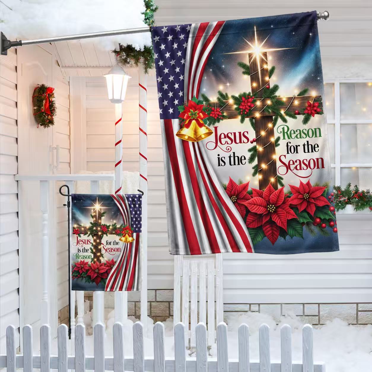 Jesus Christ Christmas Flag Jesus Is The Reason For The Season