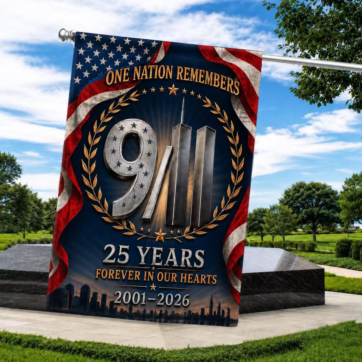 One Nation Remembers – 9/11 25th Anniversary Memorial Flag