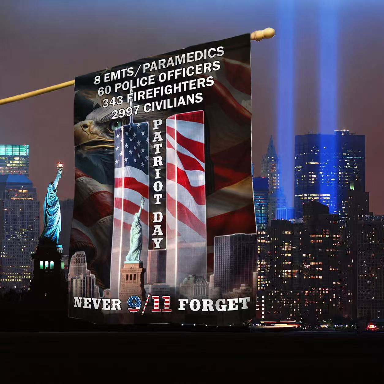 Never Forget 9/11 Patriot Day Eagle American Flag