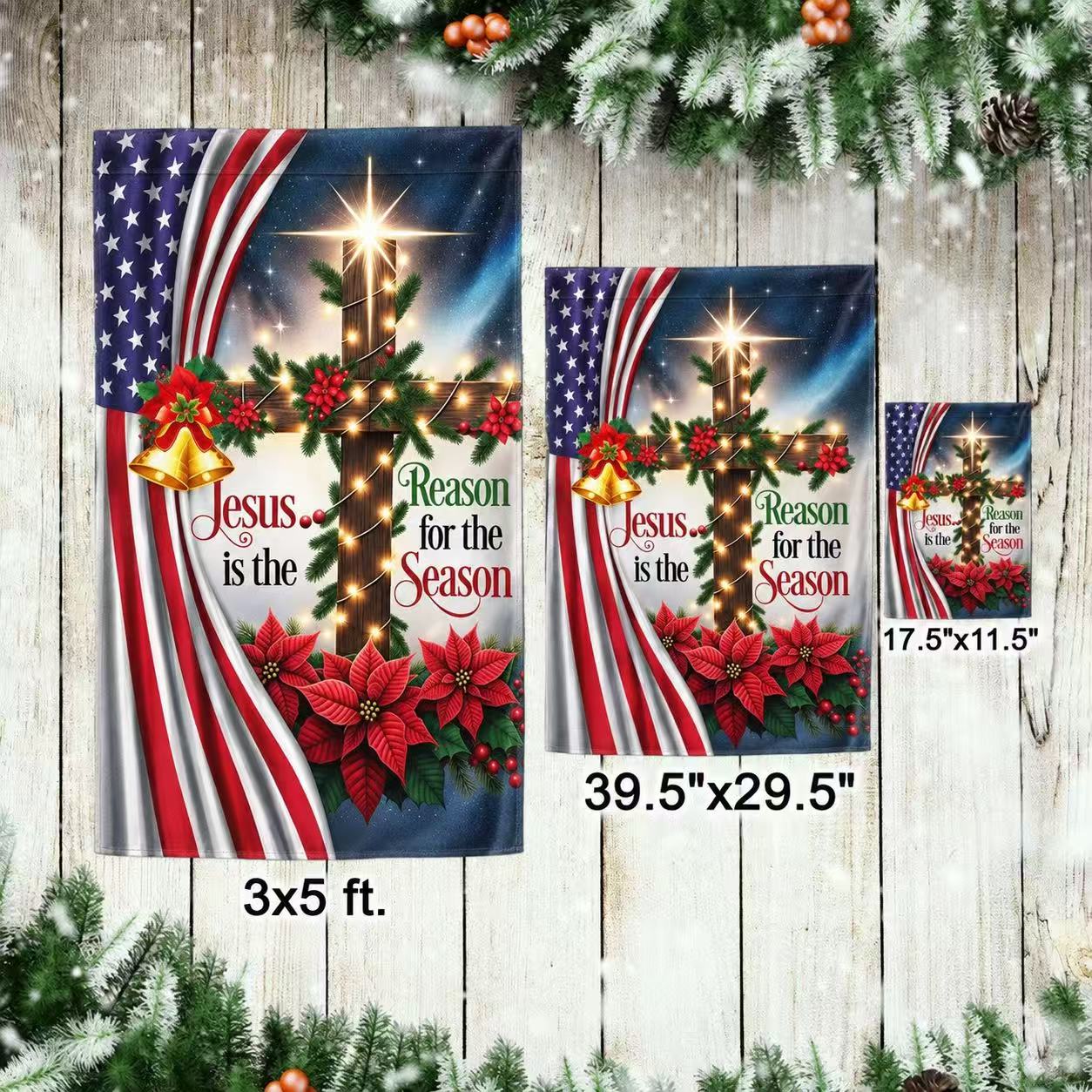 Jesus Christ Christmas Flag Jesus Is The Reason For The Season