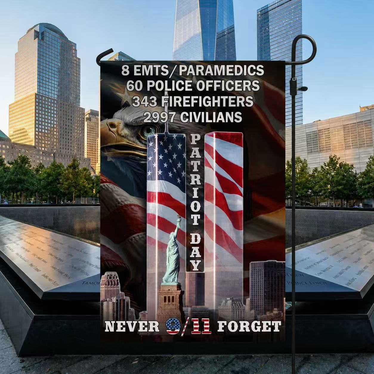 Never Forget 9/11 Patriot Day Eagle American Flag