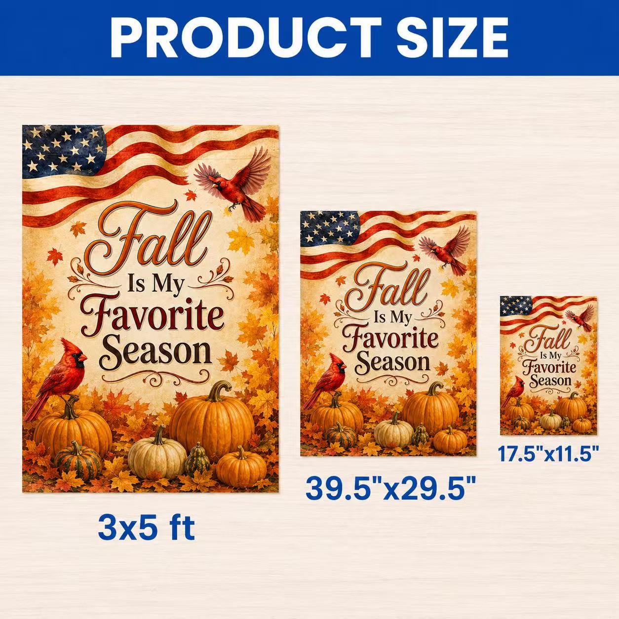 Fall Flag, Fall Is My Favorite Season Cardinals American US Flag