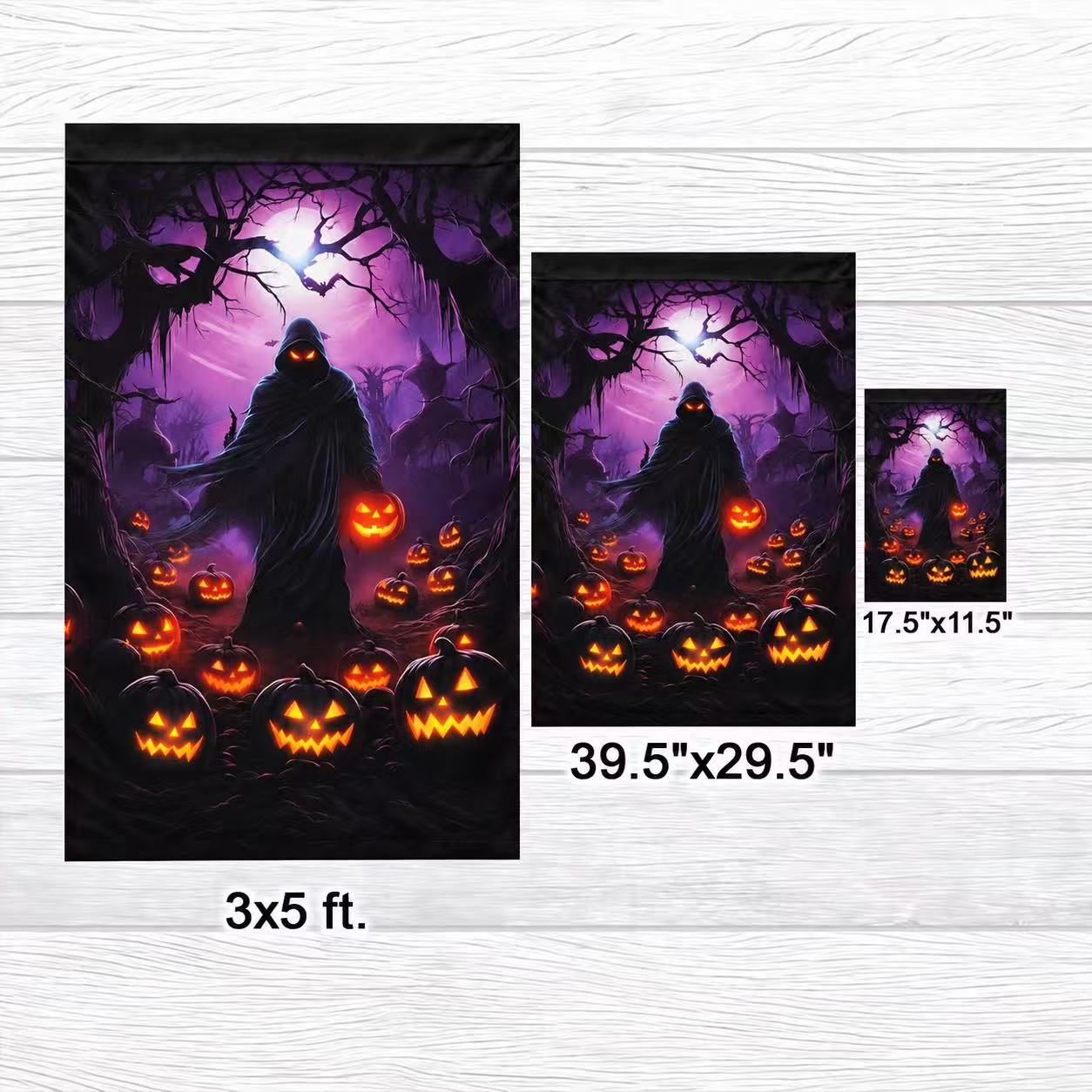 Halloween Grim Reaper & Pumpkin Garden Flag