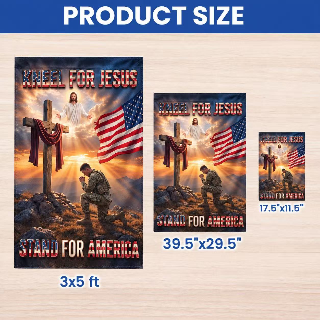 Veterans Day Flag, Kneel for Jesus Stand for America Veteran Fla