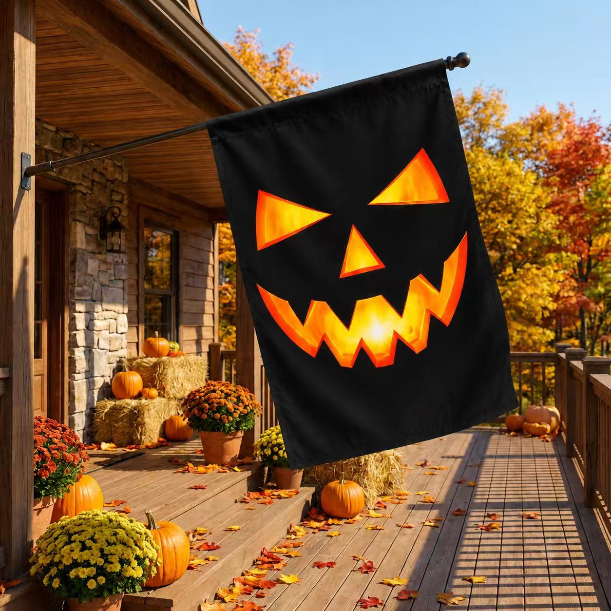 Spooky Jack O’ Lantern Face Halloween Garden Flag