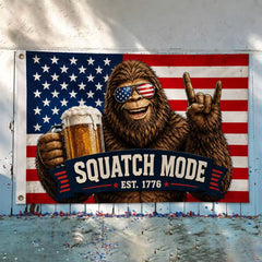 Patriotic Bigfoot “Squatch Mode” American Flag – Est. 1776