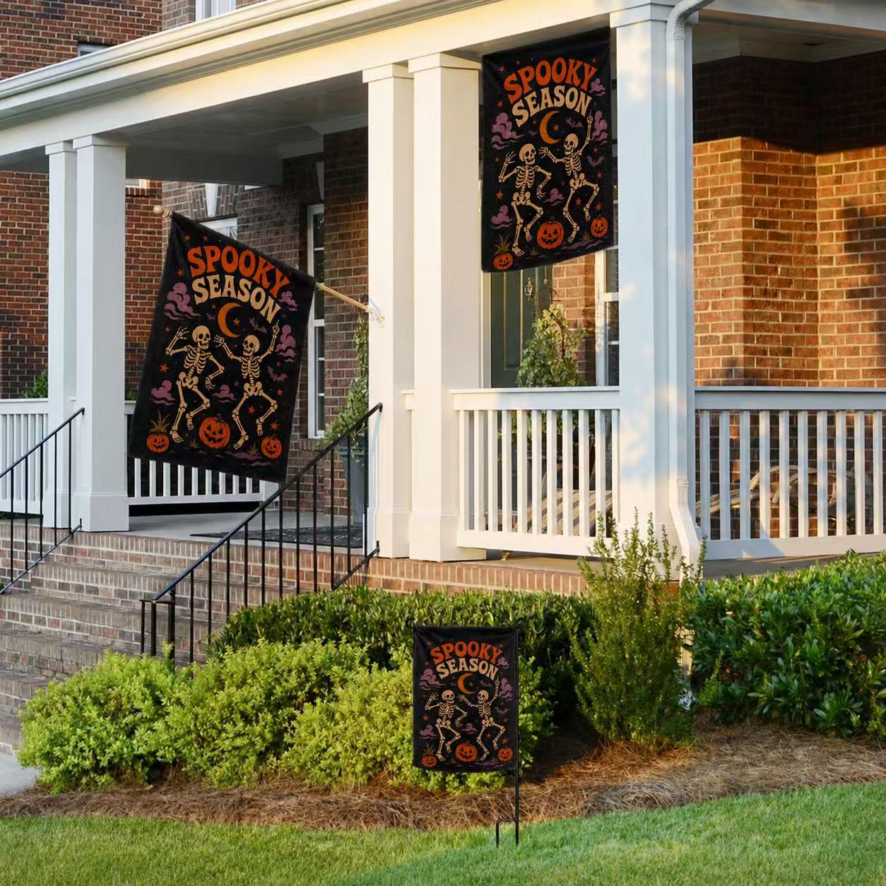 Spooky Season Dancing Skeletons Halloween Garden Flag