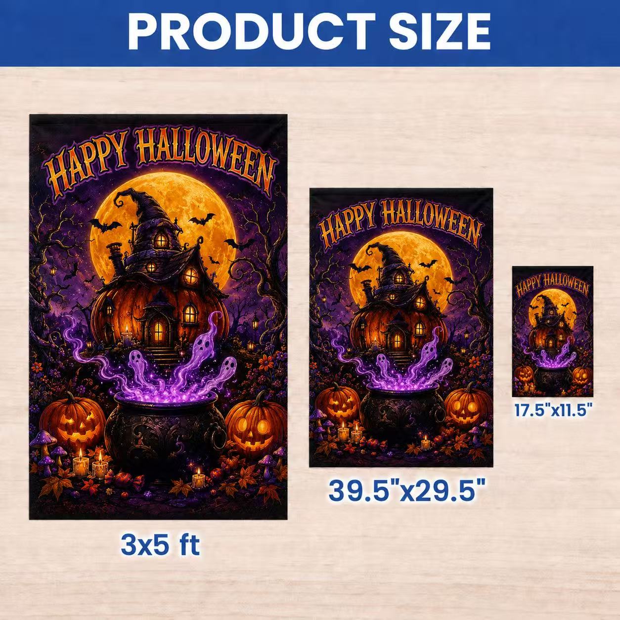 Happy Halloween Haunted Pumpkin House Ghost Cauldron Garden Flag