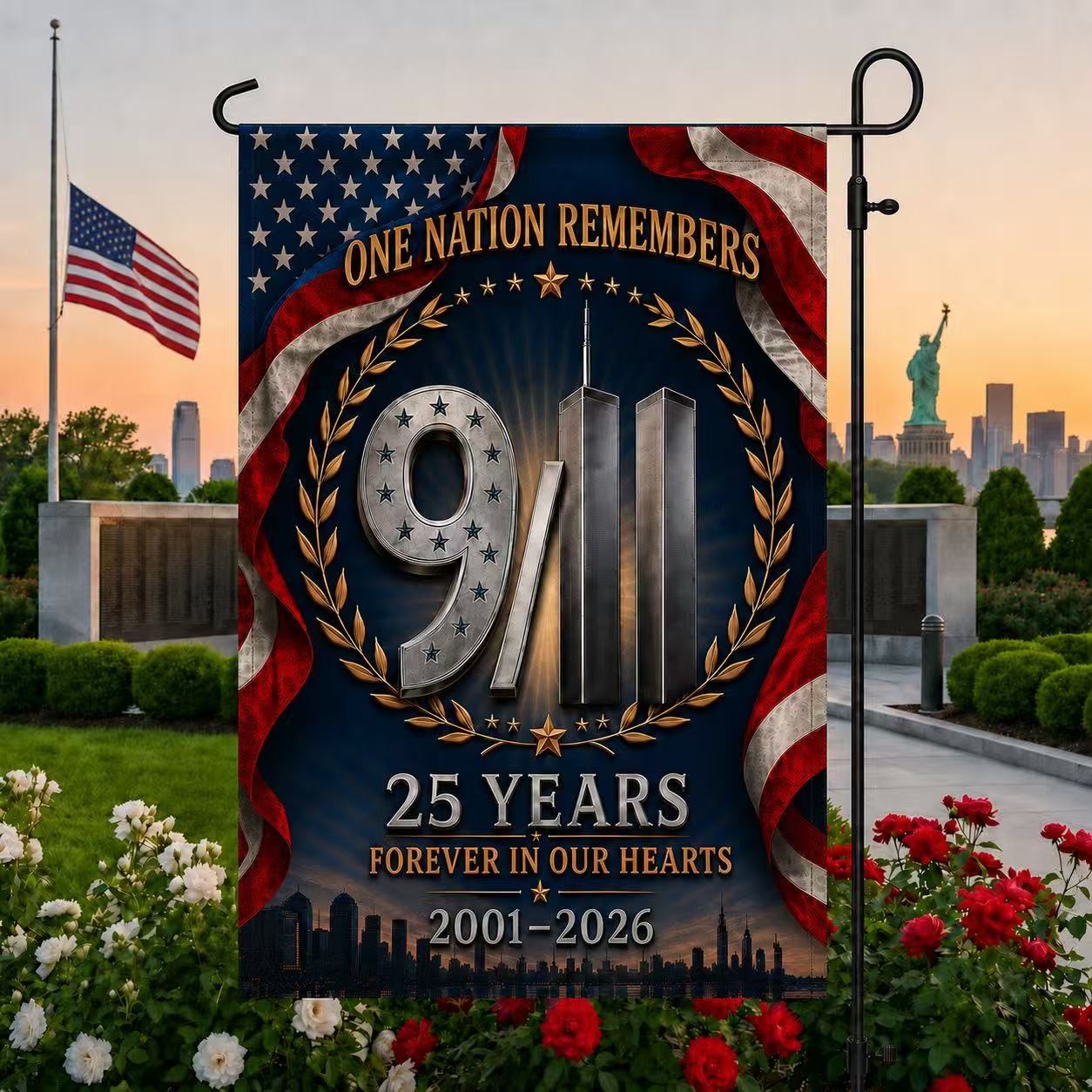 One Nation Remembers – 9/11 25th Anniversary Memorial Flag
