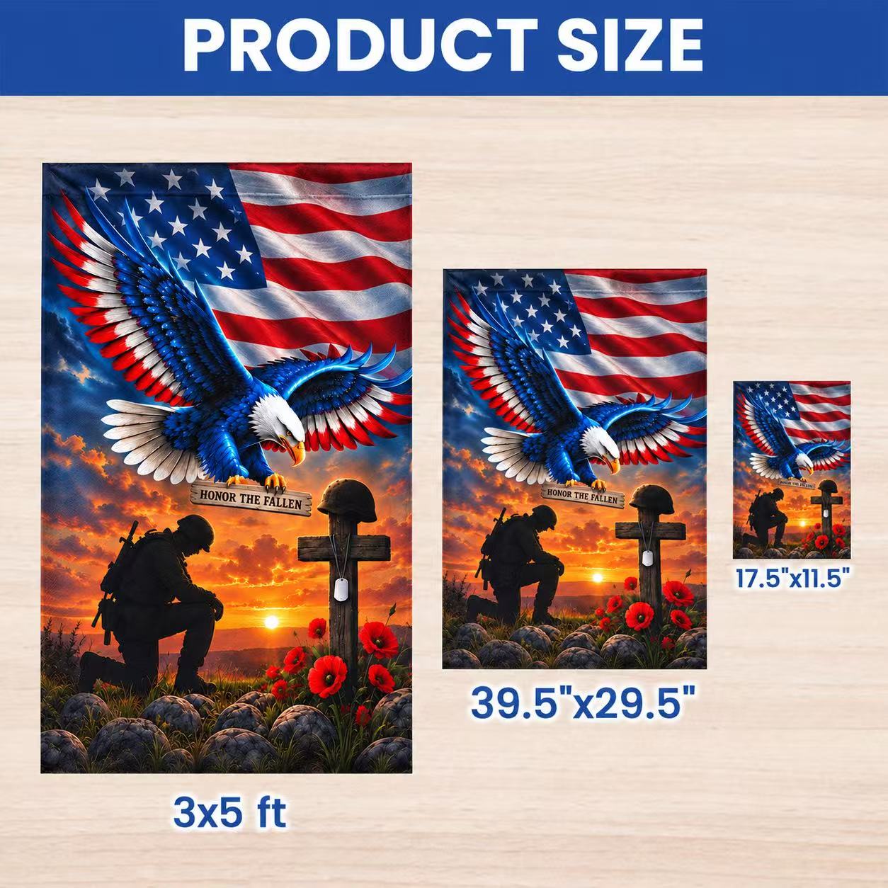 Veterans Day Flag. Veteran Kneeling Soldier Christian Cross We The People Flag