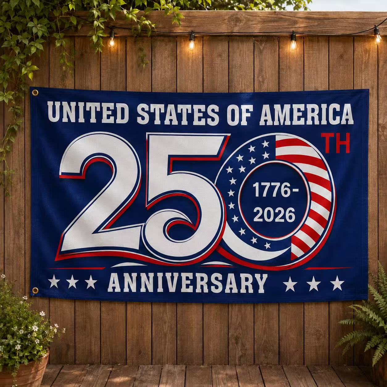 1776 2026 America 250th Anniversary Grommet Flag